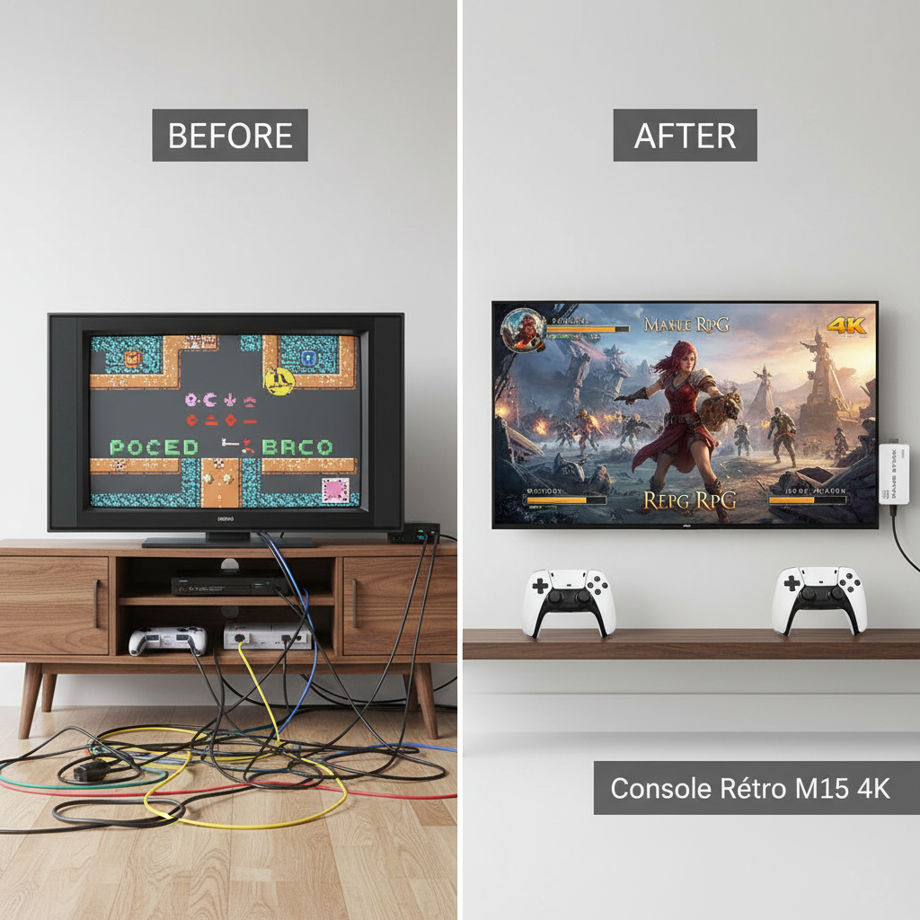 M15 Game Stick 4K HD Retro Handheld Game Consoles Wireless Controller 20000+ Classic Game Portable Video Gaming Player For PS1